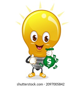 lamp mascot cartoon in vector
