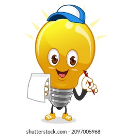 lamp mascot cartoon in vector