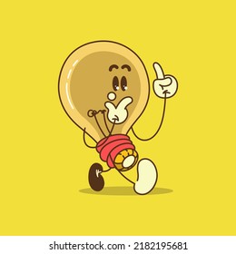 Lamp mascot character vector illustration. Happy lamp book icon