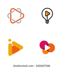 lamp media logo vector icon illustration collection

