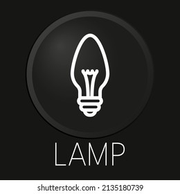 Icono mínimo de la línea vectorial de la lámpara en el botón 3D aislado en el fondo negro. Vector Premium.