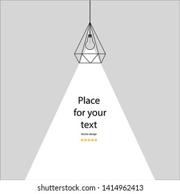 
lamp minimalism fixture.Modern interior.Vector Isolated Lamp.Lamp bulb Icon.Place for your text