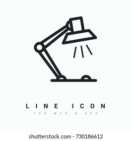 Lamp minimalistic vector icon. Table lamp line minimal icon for flat mobile app and web design.