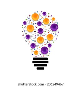 lamp with  molecule inside a creative idea