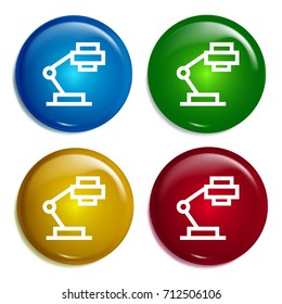 Lamp multi color gradient glossy badge icon set. Realistic shiny badge icon or logo mockup