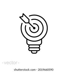 Lamp objective target line icon. Simple outline style. Objective, marketing, business, lightbulb, smart concept. Vector illustration isolated. Editable stroke. EPS 10