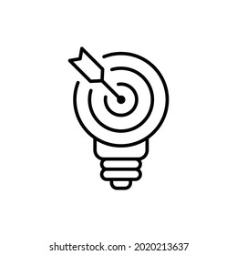 Lamp objective target line icon. Simple outline style. Objective, marketing, business, lightbulb, smart concept. Vector illustration isolated. EPS 10