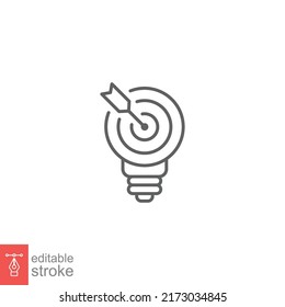 Lamp objective target line icon. Simple outline style. Objective, marketing, business, lightbulb, smart concept. Vector illustration isolated. Editable stroke. EPS 10