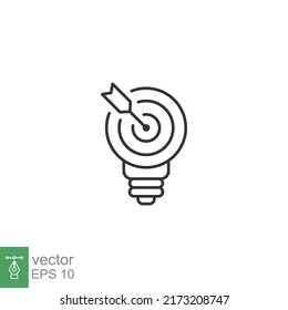 Lamp objective target line icon. Simple outline style. Objective, marketing, business, lightbulb, smart concept. Vector illustration isolated. EPS 10