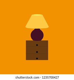lamp on the bedside table on an orange background
