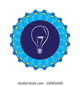 Lamp on blue badge, vector