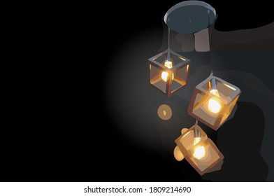 The lamp on the ceiling. vector illustration.
