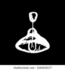 Lamp on chalkboard interior hand drawn doodle illustration. White icon isolated on black background. 