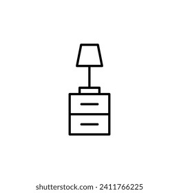 Lamp on Closet Vector Line Icon for Adverts. Suitable for books, stores, shops. Editable stroke in minimalistic outline style. Symbol for design 