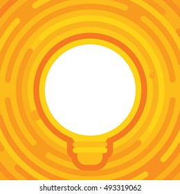 Lamp on colorful background. Idea bulb. Cover design. Light bulb icon with concept of plan vector illustration. Sign of notion for web presentation.  Purpose word and white bulb. Made of circles. EPS.
