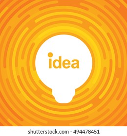 Lamp on colorful background. Idea bulb. Cover design. Light bulb icon with concept of idea vector illustration. Idea word and white light bulb. Idea shining symbol. Sign of idea for web presentation