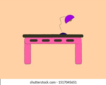 Lamp on desk, illustration, vector on white background.