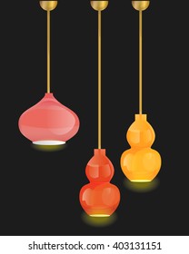 lamp on gray background.Furniture icons.Chandeliers, lamps, bulbs.Elements of interior.Modern interior.Vector Isolated Lamp.
