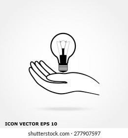 lamp on the hand icon