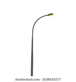 a lamp on a pole that lights up with yellow light for street or garden lighting