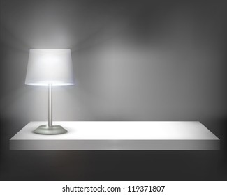 Lamp on shelf. Vector illustration.