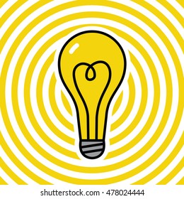 Lamp on yellow ripple background. Vector illustration