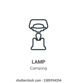 Lamp outline vector icon. Thin line black lamp icon, flat vector simple element illustration from editable camping concept isolated on white background