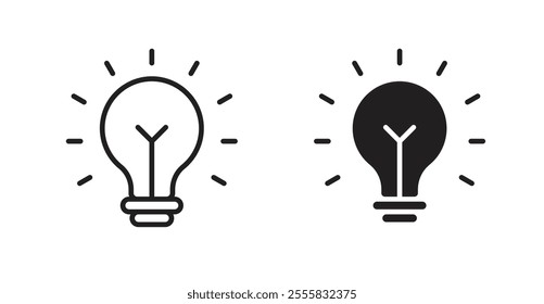 Lamp outlined and solid icon vector collection.