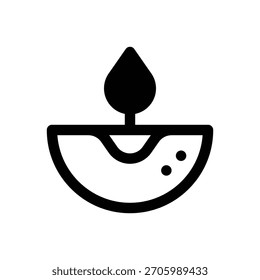 Lámpara. Icono de Vector de trazo delineado con detalles rellenos de negro.