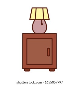 lamp over little table line and fill style icon design, Home room decoration interior living building apartment and residential theme Vector illustration