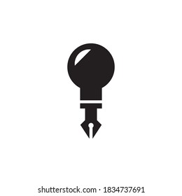 lamp with pen vector icon design template