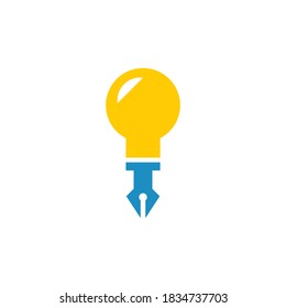 lamp with pen vector icon design template