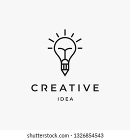 Lamp and Pencil Logo Design Template