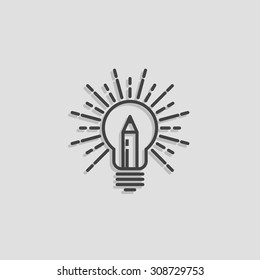 Lamp & Pencil Outline Logo Creative Idea Symbol Vector Template. Bright Ideas For Your Business. Design Studio Logotype Concept Icon. Bulb Logo. Design Logo. Education Line Logo. Creative Logo