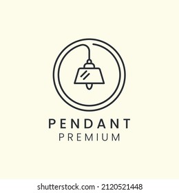 lamp pendant furniture minimalist line art logo emblem icon vector illustration template design