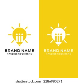 Logo del concepto de personas de la lámpara, plantilla de vector de bombilla creativa