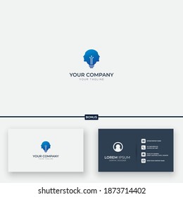 lamp people and mind simple logo concept, bulb innovation logo