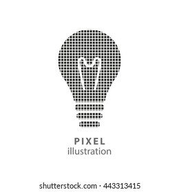 Lamp - pixel icon. Vector Illustration. Design logo element. Isolated on white background. It is easy to change to any color.