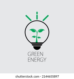 lamp and plant vector logo design, suitable use for icon, symbol and element design to describe green energy 