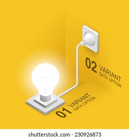 Lamp plugged in. Vector illustration