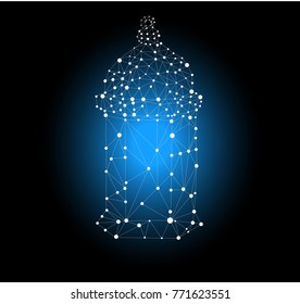 lamp polygon illustration on dark background , vector