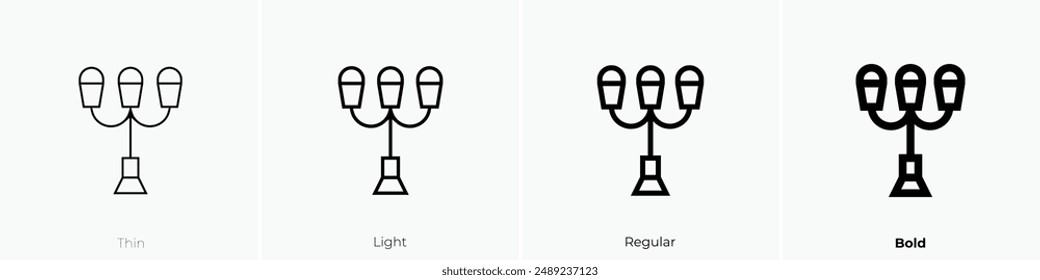 lamp post icon. Thin, Light Regular And Bold style design isolated on white background