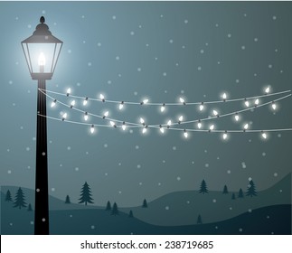 Lamp Post Snow Vector/illustration