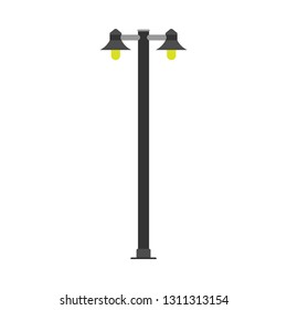Lamp post street architecture power light vector icon. Pole energy illumination equipment city lantern. Urban vertical pillar