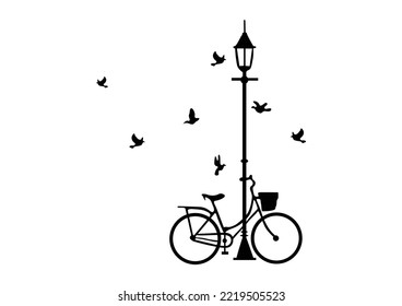 Lamp post wall sticker street light and bike wall sticker