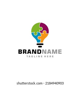 lamp puzzle icon logo design creative idea vector design inspiration