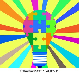 lamp with puzzles and varicolored light