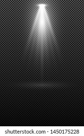 The lamp radiating a white luminescence isolated on transparent background. Light effect. Light rays. Spotlight. Glowing lamp. Vector illustration. EPS 10