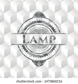 Lamp realistic grey emblem with cube white background