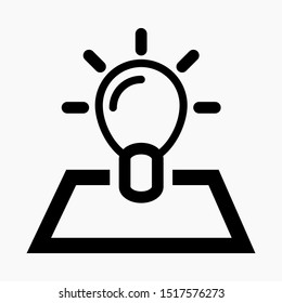 Lamp and rectangle icon. Energy Efficiency Illustration. Project. Innovation. Icon of a new idea. Vector illustration. Illumination illustration. Vector icon.